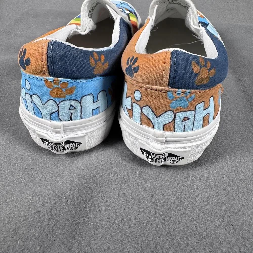 Vans Shoes Kids‎ Size 2 Slip-On Bluey Custom Hand Painted Canvas Paw Print Art